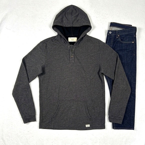Marine Layer Other - Marine Layer Henley Hoodie Mens XL Charcoal Grey Heather Long Sleeve Pullover